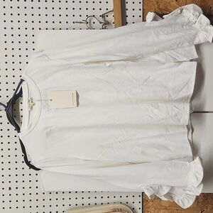 Blushing heart white ruffle sleeve shirt NWT